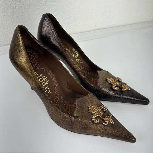 Bridget Shuster pumps Bronce tarnish Pointed Toe Flour De Lis baroque vampire - Picture 1 of 11